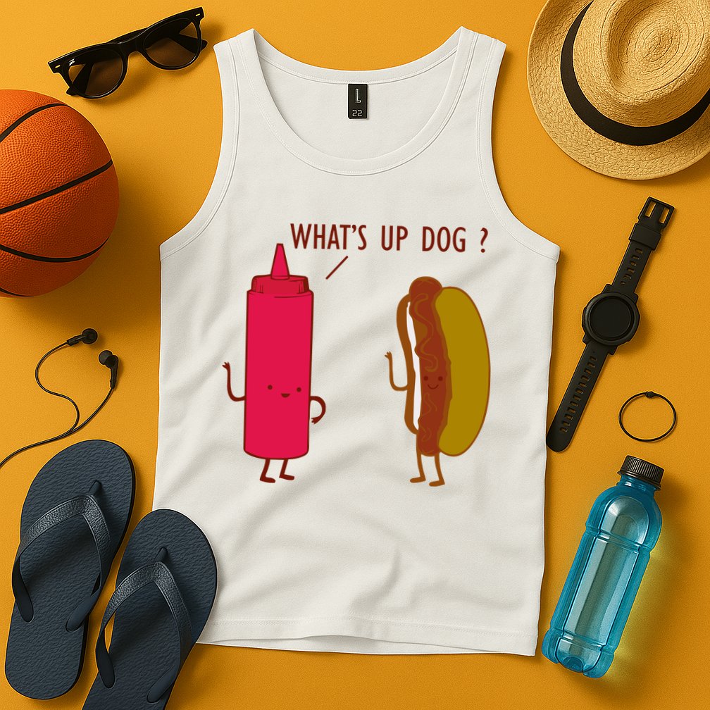 What Up Dog Ketchup Hot Dog Tank Top