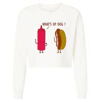 What Up Dog Ketchup Hot Dog Cropped Pullover Crew