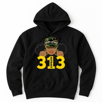 What Up Doe 313 Detroit Black Woman Camo Afro Puffs Hoodie