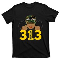 What Up Doe 313 Detroit Black Woman Camo Afro Puffs T-Shirt