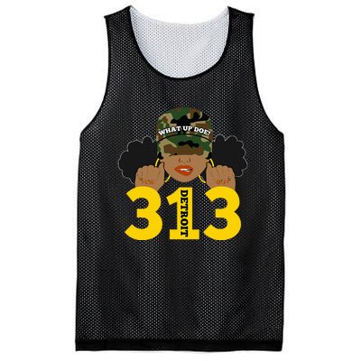 What Up Doe 313 Detroit Black Woman Camo Afro Puffs Mesh Reversible Basketball Jersey Tank