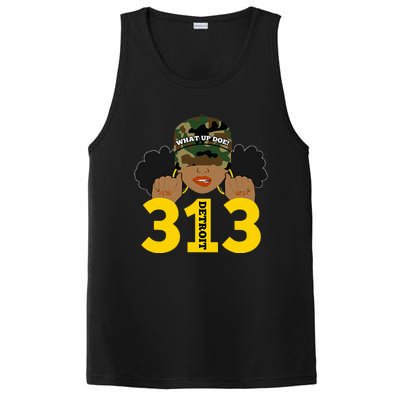 What Up Doe 313 Detroit Black Woman Camo Afro Puffs PosiCharge Competitor Tank