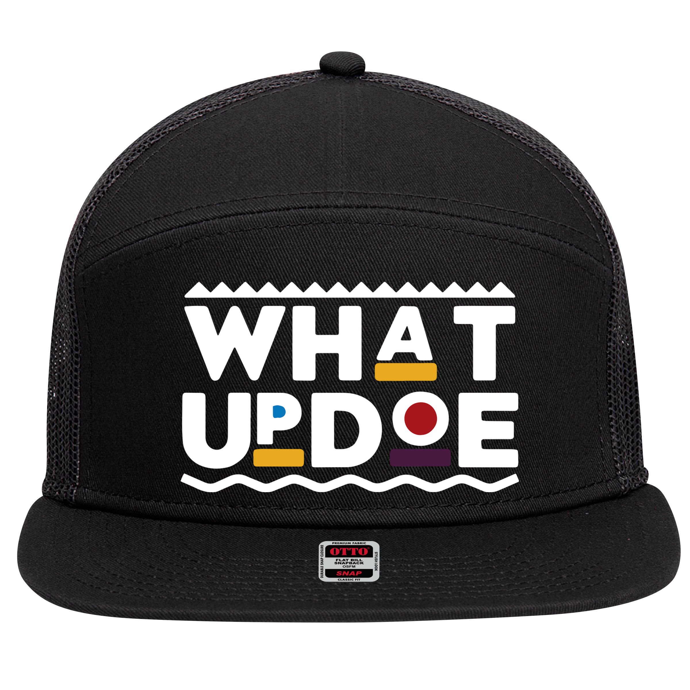 What Up Doe 7 Panel Mesh Trucker Snapback Hat