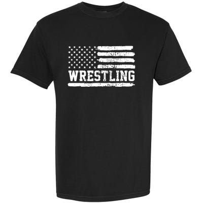 Wrestling USA Flag Vintage Garment-Dyed Heavyweight T-Shirt