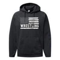 Wrestling USA Flag Vintage Performance Fleece Hoodie