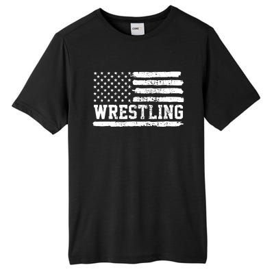 Wrestling USA Flag Vintage Tall Fusion ChromaSoft Performance T-Shirt