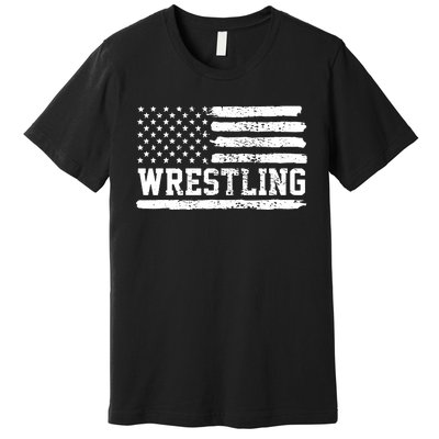 Wrestling USA Flag Vintage Premium T-Shirt