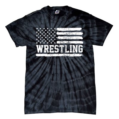 Wrestling USA Flag Vintage Tie-Dye T-Shirt