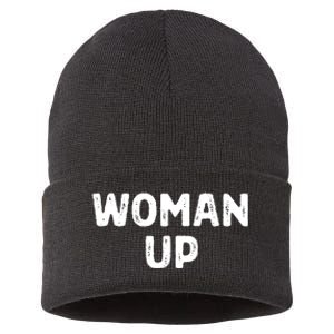 Woman Up Funny Feminist Movement Female Empowerment Feminism Sustainable Knit Beanie