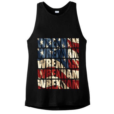 Wrexham Usa Flag American Welsh Wales Dragon Vintage Cool Gift Ladies PosiCharge Tri-Blend Wicking Tank