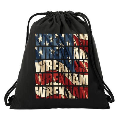 Wrexham Usa Flag American Welsh Wales Dragon Vintage Cool Gift Drawstring Bag