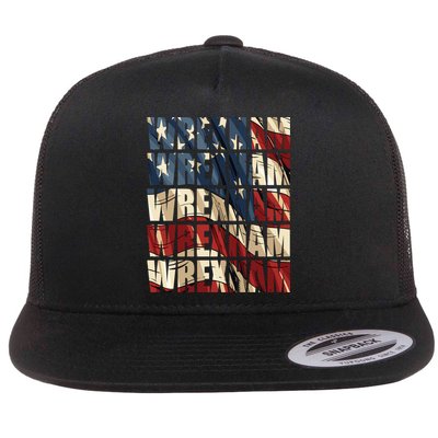 Wrexham Usa Flag American Welsh Wales Dragon Vintage Cool Gift Flat Bill Trucker Hat