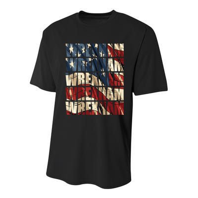 Wrexham Usa Flag American Welsh Wales Dragon Vintage Cool Gift Youth Performance Sprint T-Shirt