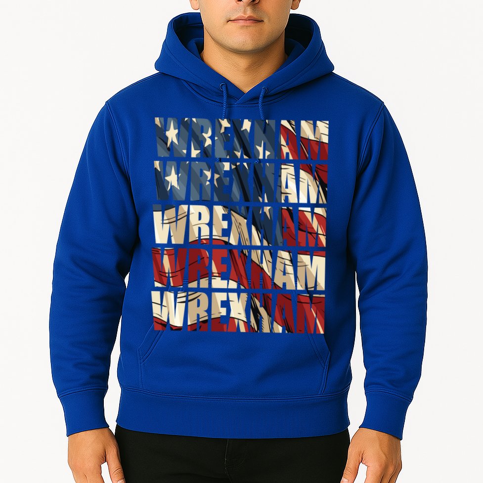 Wrexham Usa Flag American Welsh Wales Dragon Vintage Cool Gift Hoodie