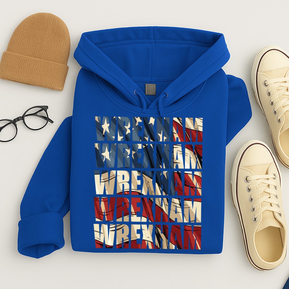 Wrexham Usa Flag American Welsh Wales Dragon Vintage Cool Gift Hoodie