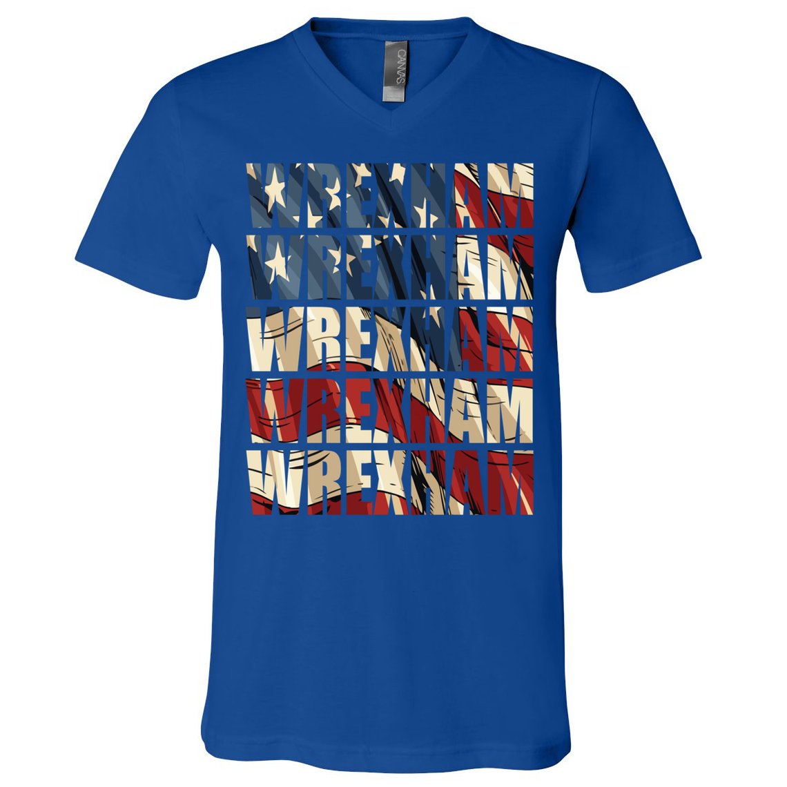 Wrexham Usa Flag American Welsh Wales Dragon Vintage Cool Gift V-Neck T-Shirt