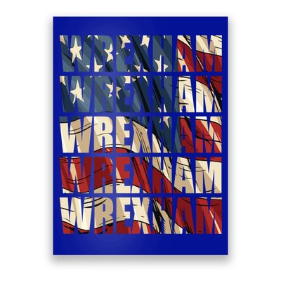 Wrexham Usa Flag American Welsh Wales Dragon Vintage Cool Gift Poster