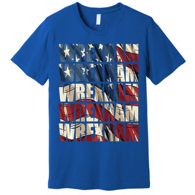 Wrexham Usa Flag American Welsh Wales Dragon Vintage Cool Gift Premium T-Shirt
