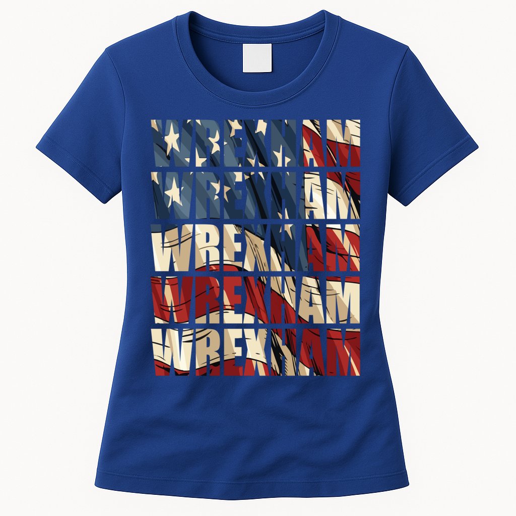 Wrexham Usa Flag American Welsh Wales Dragon Vintage Cool Gift Womens T-Shirt