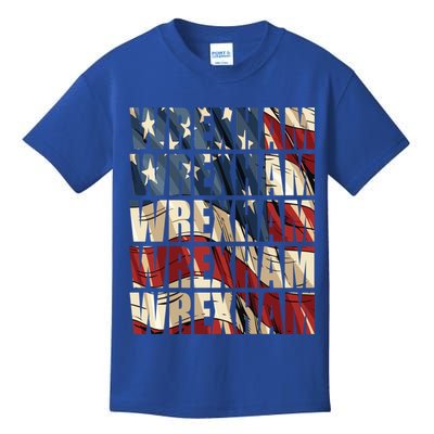 Wrexham Usa Flag American Welsh Wales Dragon Vintage Cool Gift Kids T-Shirt