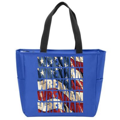 Wrexham Usa Flag American Welsh Wales Dragon Vintage Cool Gift Zip Tote Bag