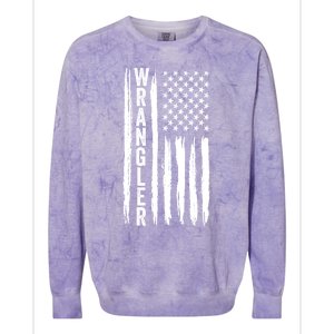 Wrangler Usa Flag Us American Flag Meaningful Gift Colorblast Crewneck Sweatshirt