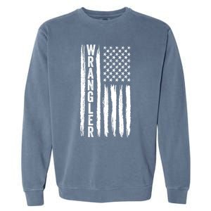 Wrangler Usa Flag Us American Flag Meaningful Gift Garment-Dyed Sweatshirt