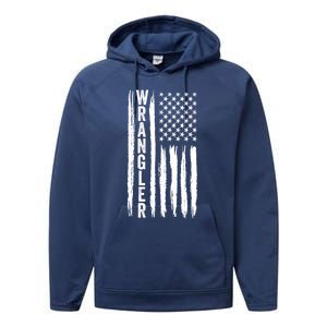 Wrangler Usa Flag Us American Flag Meaningful Gift Performance Fleece Hoodie