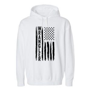 Wrangler Usa Flag Us American Flag Meaningful Gift Garment-Dyed Fleece Hoodie