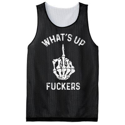 Whats Up Fuckers Vintage Funny Offensive Saying Mesh Reversible Basketball Jersey Tank