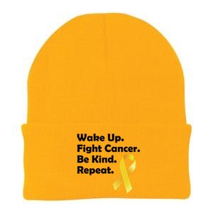 Wake Up Fight Childhood Cancer Be Kind Repeat Knit Cap Winter Beanie