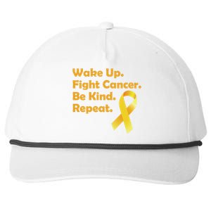 Wake Up Fight Childhood Cancer Be Kind Repeat Snapback Five-Panel Rope Hat