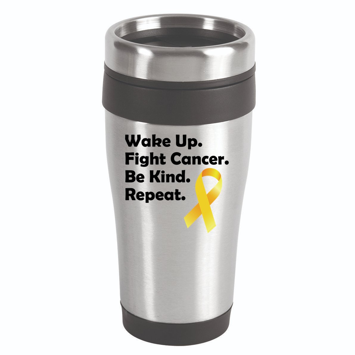 Wake Up Fight Childhood Cancer Be Kind Repeat 16oz Travel Tumbler