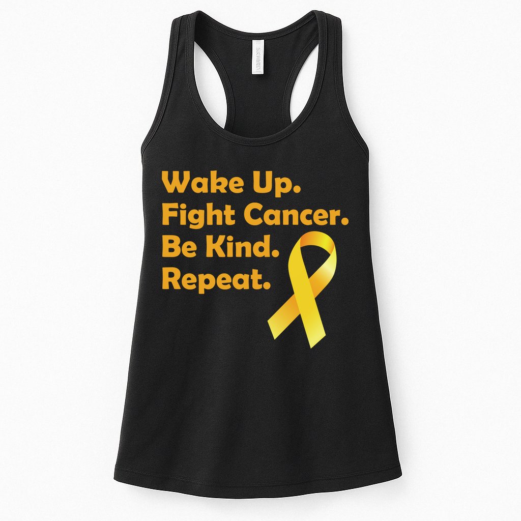 Wake Up Fight Childhood Cancer Be Kind Repeat Womens Tank Top