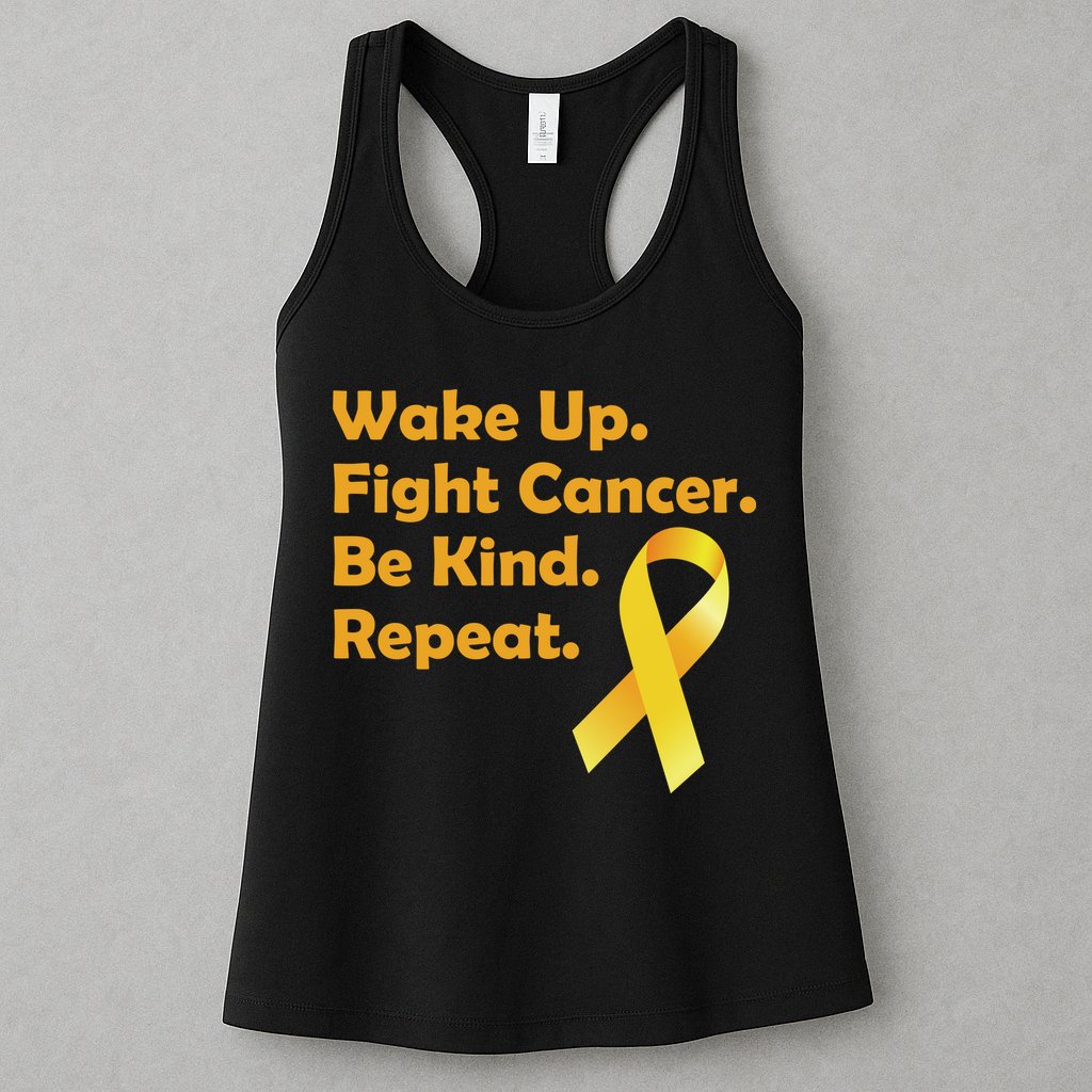 Wake Up Fight Childhood Cancer Be Kind Repeat Womens Tank Top