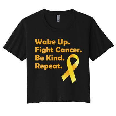 Wake Up Fight Childhood Cancer Be Kind Repeat Crop Top