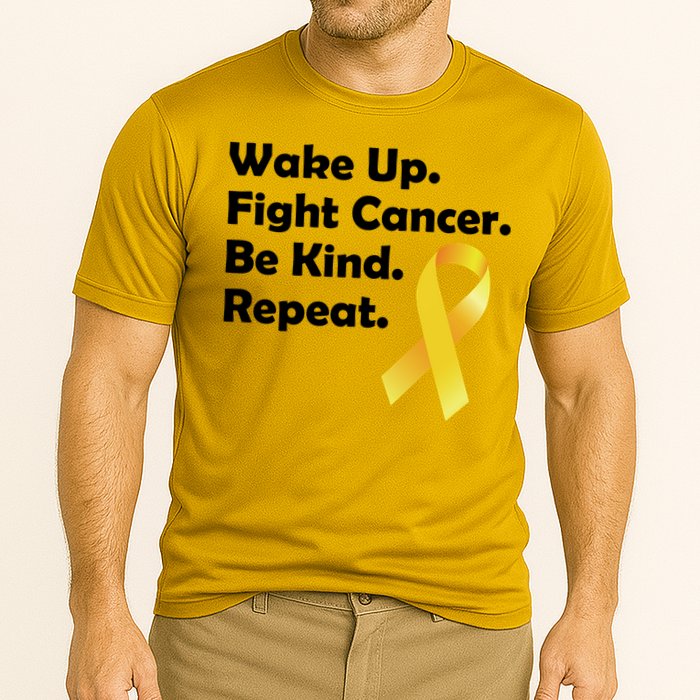 Wake Up Fight Childhood Cancer Be Kind Repeat Cooling Performance Crew T-Shirt