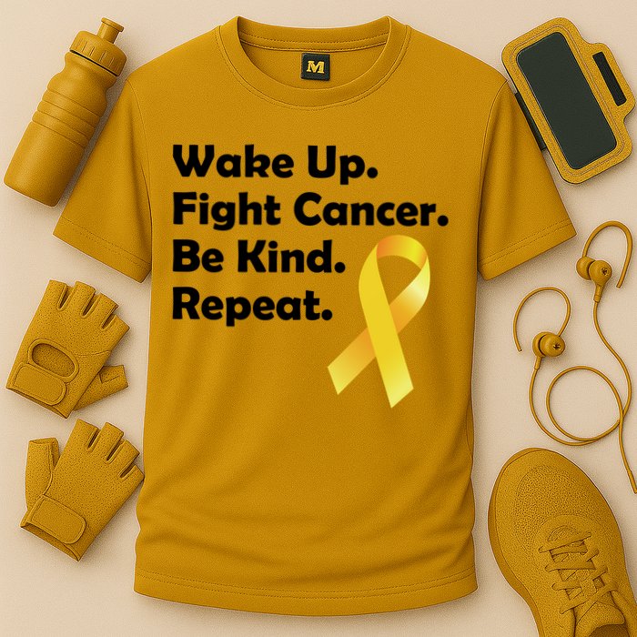 Wake Up Fight Childhood Cancer Be Kind Repeat Cooling Performance Crew T-Shirt