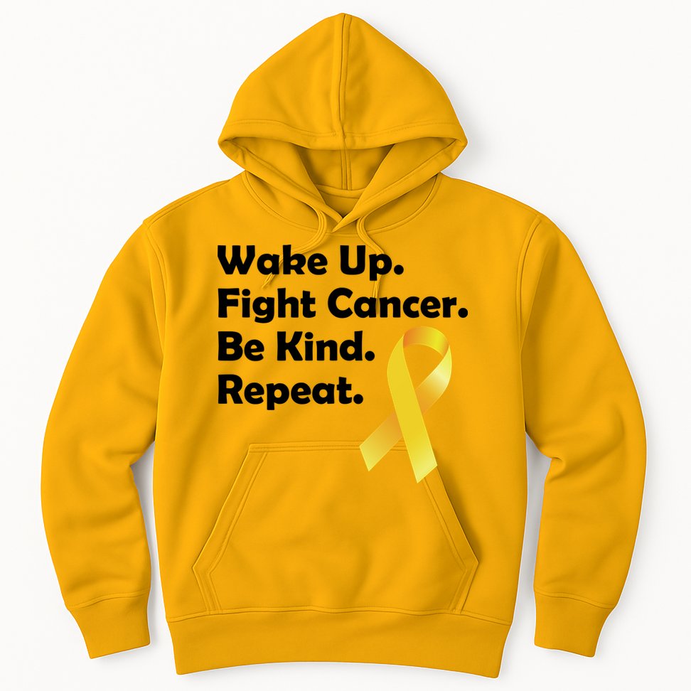 Wake Up Fight Childhood Cancer Be Kind Repeat Hoodie
