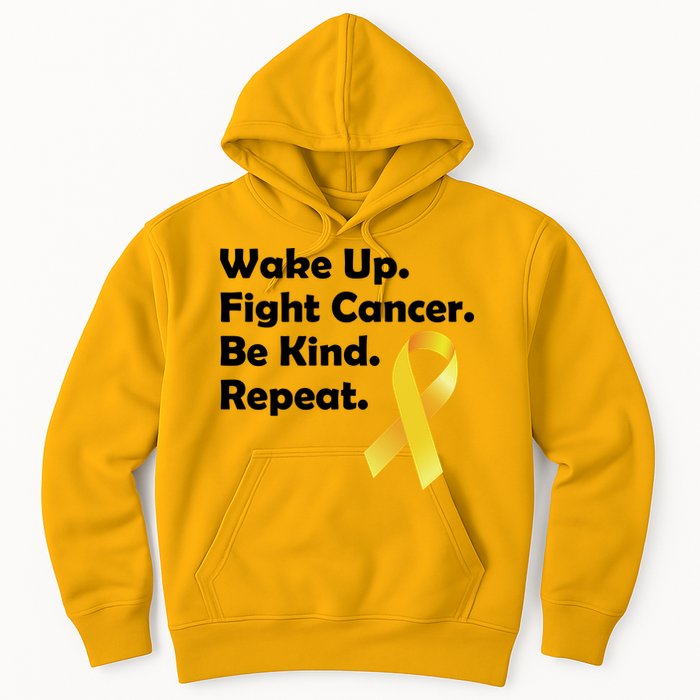 Wake Up Fight Childhood Cancer Be Kind Repeat Hoodie