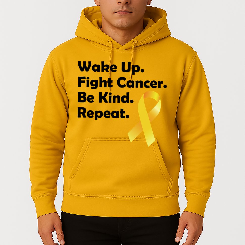 Wake Up Fight Childhood Cancer Be Kind Repeat Hoodie