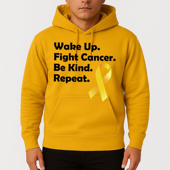 Wake Up Fight Childhood Cancer Be Kind Repeat Hoodie