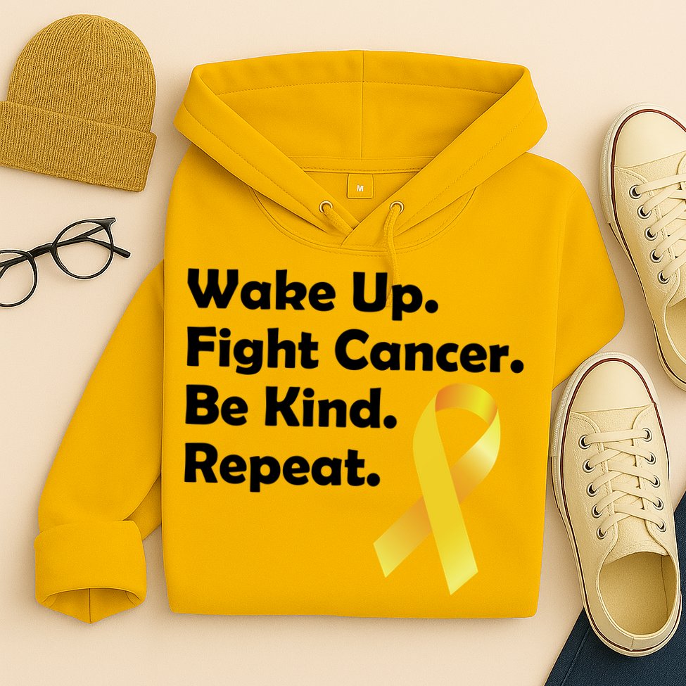 Wake Up Fight Childhood Cancer Be Kind Repeat Hoodie