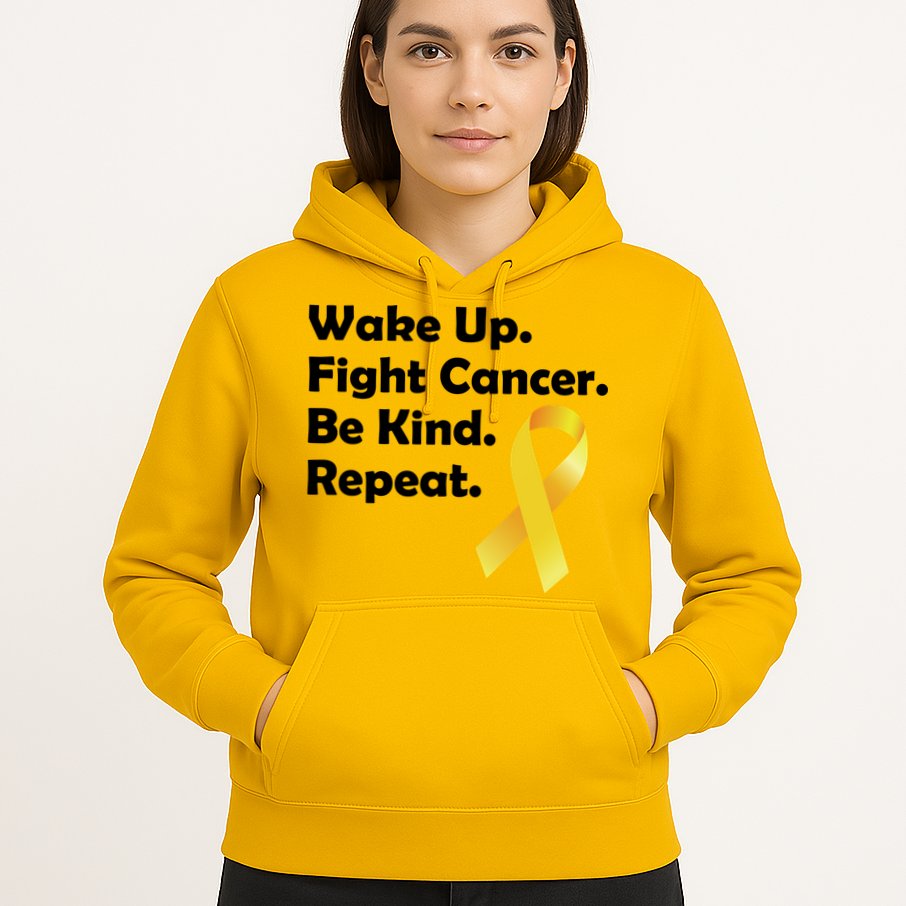 Wake Up Fight Childhood Cancer Be Kind Repeat Hoodie