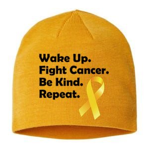 Wake Up Fight Childhood Cancer Be Kind Repeat Sustainable Beanie