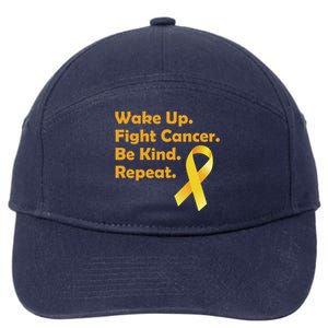 Wake Up Fight Childhood Cancer Be Kind Repeat 7-Panel Snapback Hat