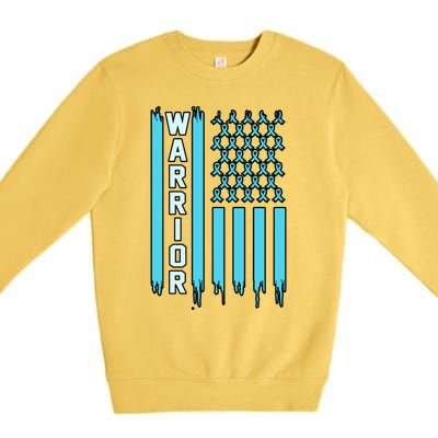 Warrior Usa Flag Prostate Cancer Awareness Ribbon Graphic Gift Premium Crewneck Sweatshirt