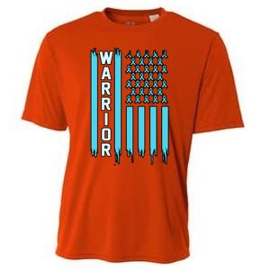 Warrior Usa Flag Prostate Cancer Awareness Ribbon Graphic Gift Cooling Performance Crew T-Shirt