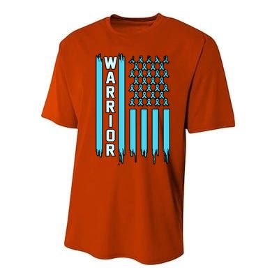 Warrior Usa Flag Prostate Cancer Awareness Ribbon Graphic Gift Performance Sprint T-Shirt