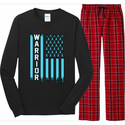 Warrior Usa Flag Prostate Cancer Awareness Ribbon Graphic Gift Long Sleeve Pajama Set